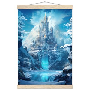 Frozen Icebound Castle Hanging Print - 30x45 cm / 12x18″, Natural wood wall hanger