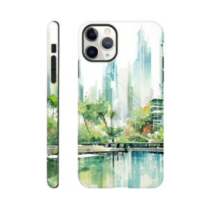 Rainy City Day Watercolor Phone Case - Tough case, Apple - iPhone 11 Pro Max