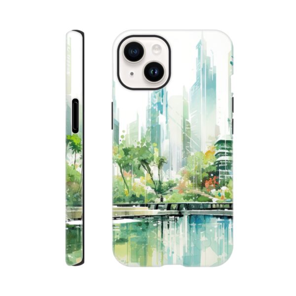 Rainy City Day Watercolor Phone Case - Tough case, Apple - iPhone 14