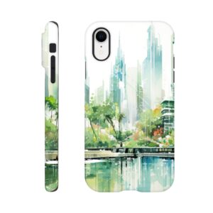 Rainy City Day Watercolor Phone Case - Tough case, Apple - iPhone XR