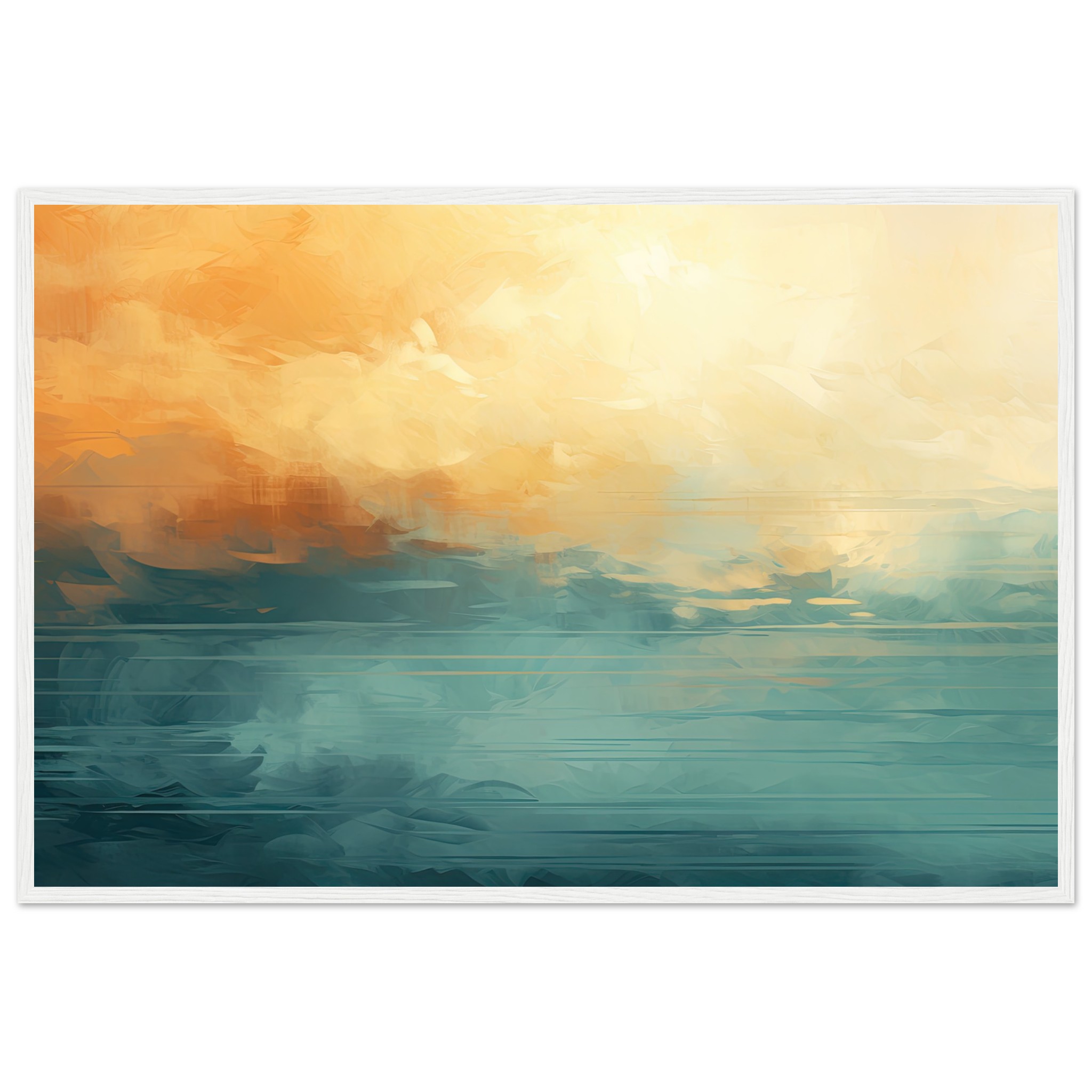 Abstract Lake Yellow Teal Framed Print