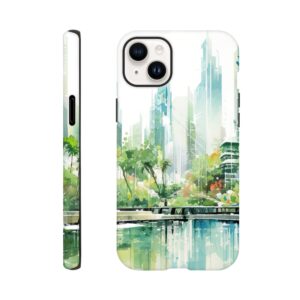Rainy City Day Watercolor Phone Case - Tough case, Apple - iPhone 14 Plus