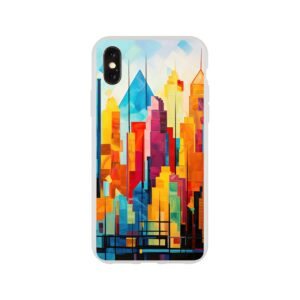 Colorful Abstract Cityscape Painted - Phone Case - Flexi case, Apple - iPhone XS