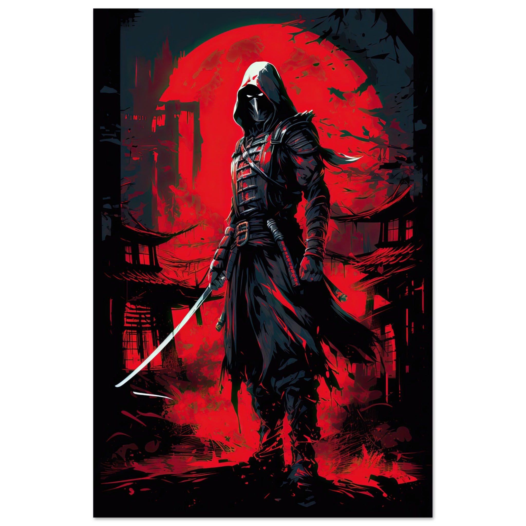 Stealthy Ninja Assassin Metal Print – 50×75 cm / 20×30″