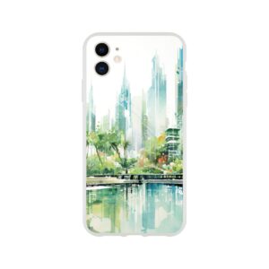 Rainy City Day Watercolor Phone Case - Flexi case, Apple - iPhone 11