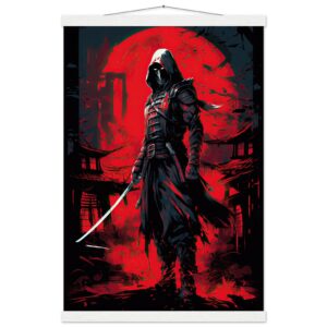 Stealthy Ninja Assassin Hanging Print - 40x60 cm / 16x24″, White wall hanger