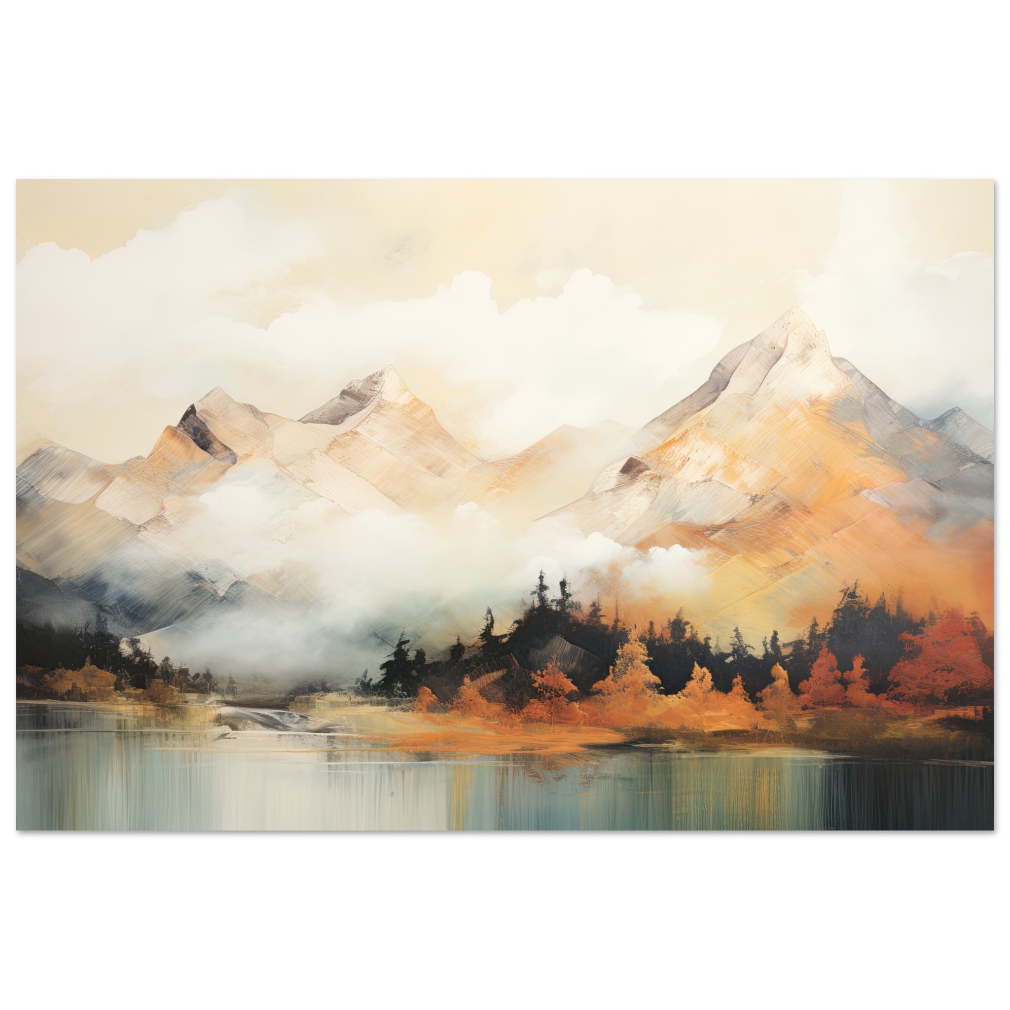 Misty Mountains Abstract Metal Print – 60×90 cm / 24×36″