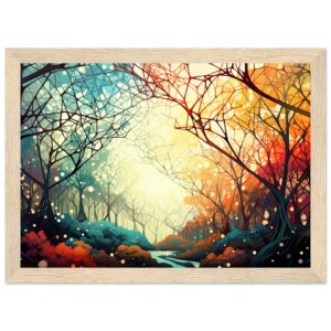 Forest Colorful Abstract Landscape Framed Print