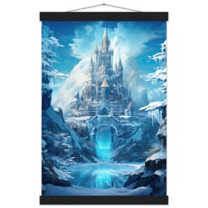 Frozen Icebound Castle Hanging Print - 30x45 cm / 12x18″, Black wall hanger