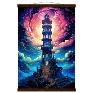 Celestial Observatory Hanging Print - 40x60 cm / 16x24″, Dark wood wall hanger