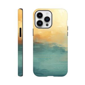 Abstract Lake Yellow Teal Phone Case - Tough case, Apple - iPhone 14 Pro Max