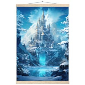 Frozen Icebound Castle Hanging Print - 40x60 cm / 16x24″, Natural wood wall hanger