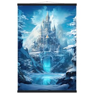 Frozen Icebound Castle Hanging Print - 60x90 cm / 24x36″, Black wall hanger