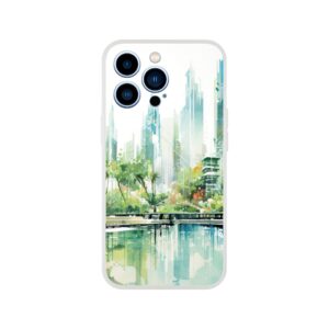 Rainy City Day Watercolor Phone Case - Flexi case, Apple - iPhone 13 Pro
