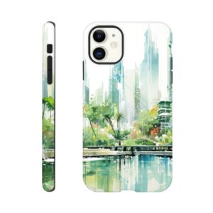Rainy City Day Watercolor Phone Case - Tough case, Apple - iPhone 11