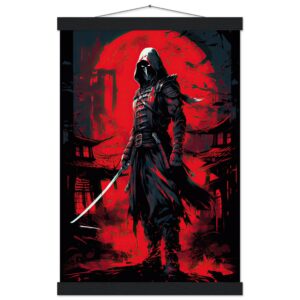 Stealthy Ninja Assassin Hanging Print - 30x45 cm / 12x18″, Black wall hanger