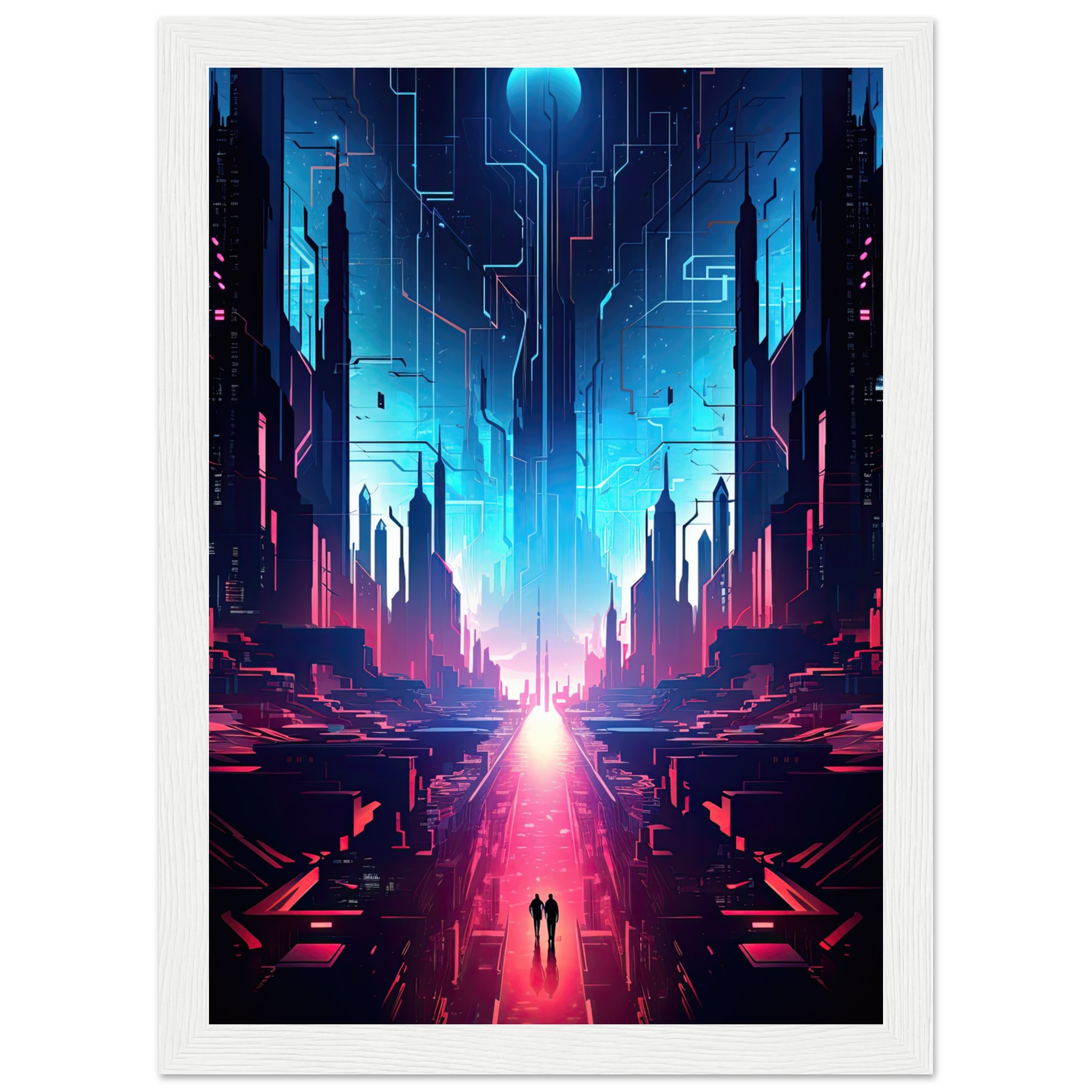 Digital Paradise Abstract Futuristic Framed Print