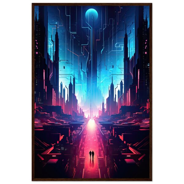 Digital Paradise Abstract Futuristic Framed Print