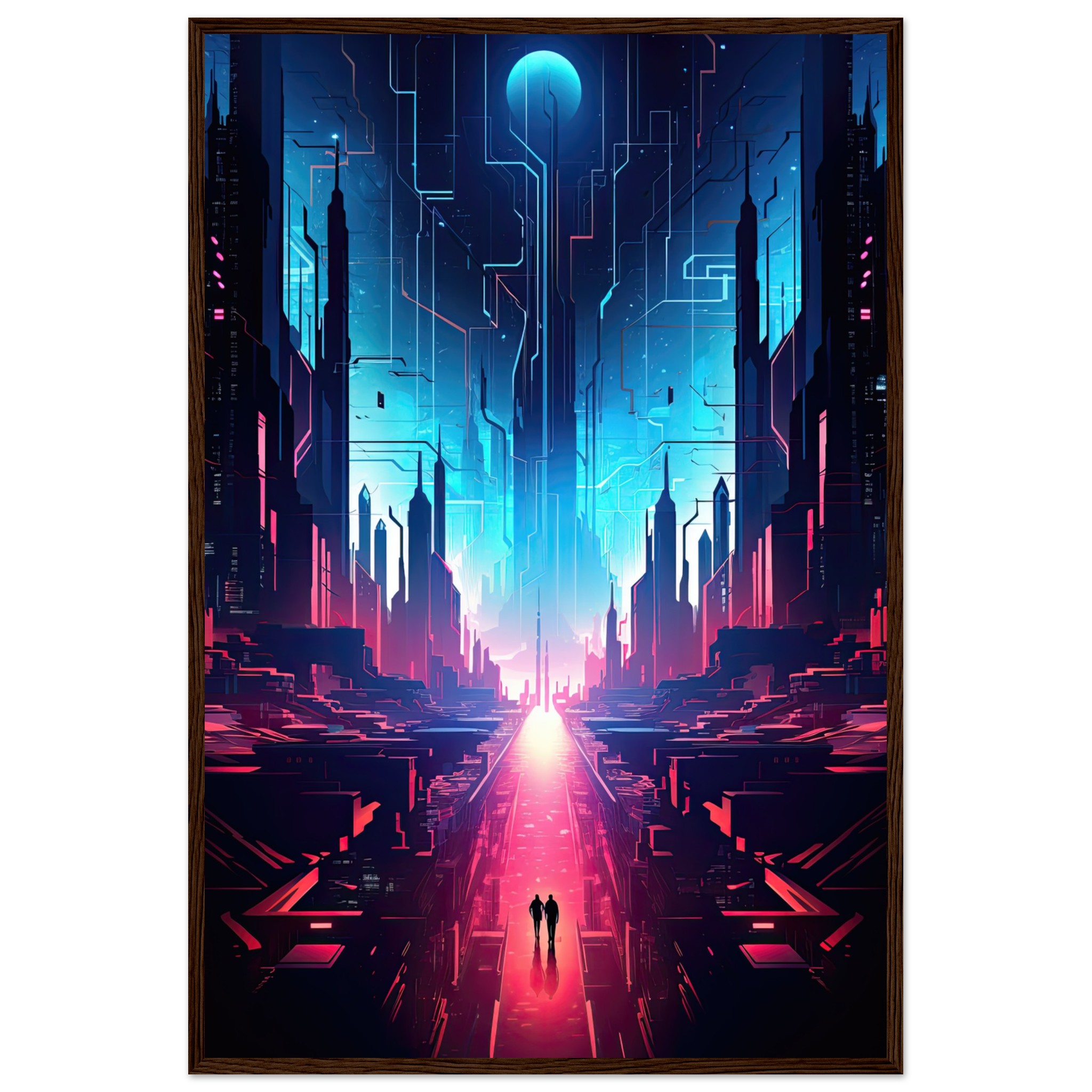 Digital Paradise Abstract Futuristic Framed Print