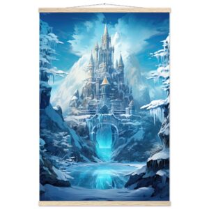Frozen Icebound Castle Hanging Print - 60x90 cm / 24x36″, Natural wood wall hanger