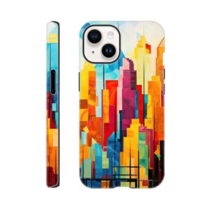 Colorful Abstract Cityscape Painted - Phone Case - Tough case, Apple - iPhone 14