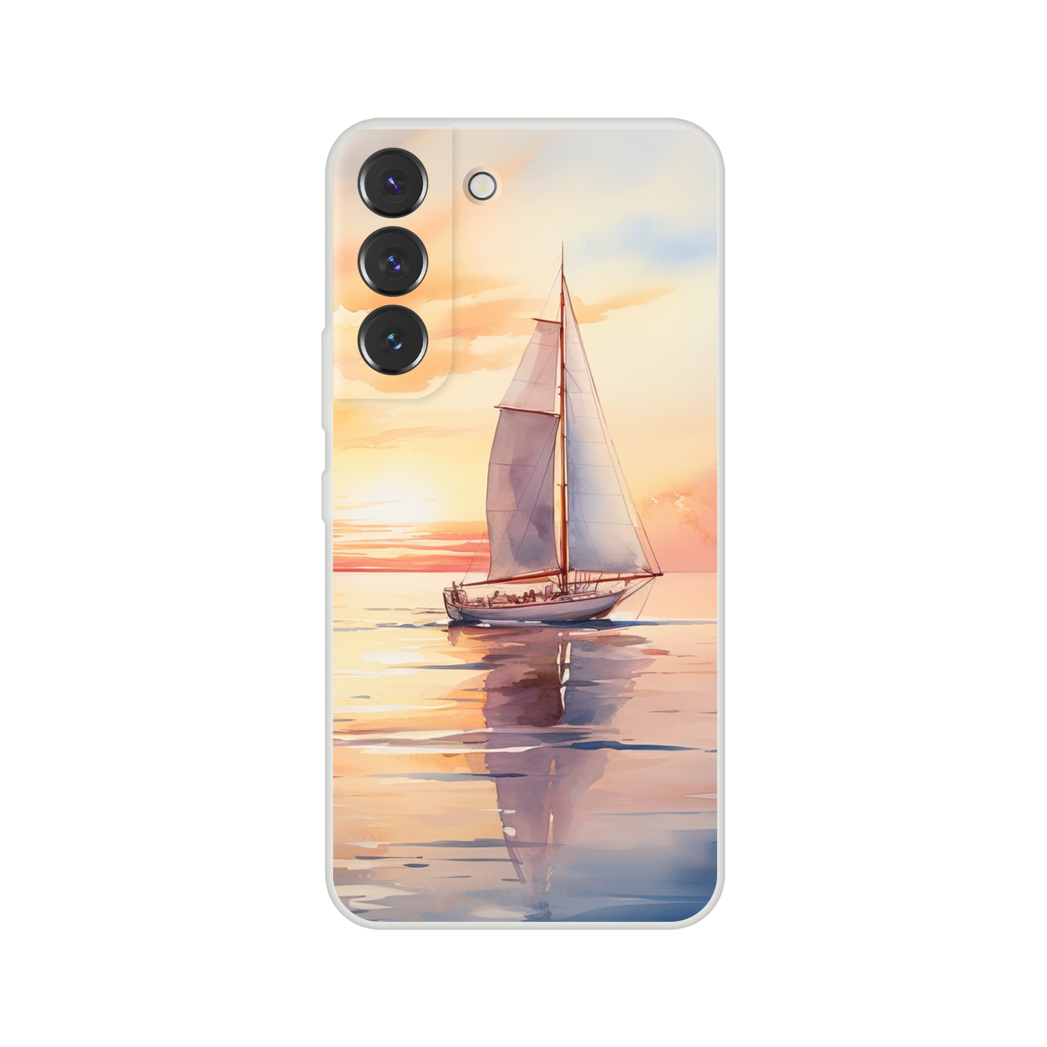 Beautiful Watercolor Sunset Sailboat Phone Case – Flexi case, Samsung – Galaxy S22