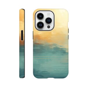 Abstract Lake Yellow Teal Phone Case - Tough case, Apple - iPhone 14 Pro