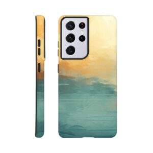 Abstract Lake Yellow Teal Phone Case - Tough case, Samsung - Galaxy S21 Ultra