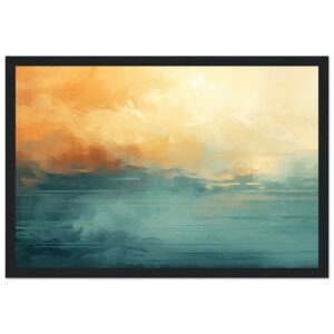 Abstract Lake Yellow Teal Framed Print
