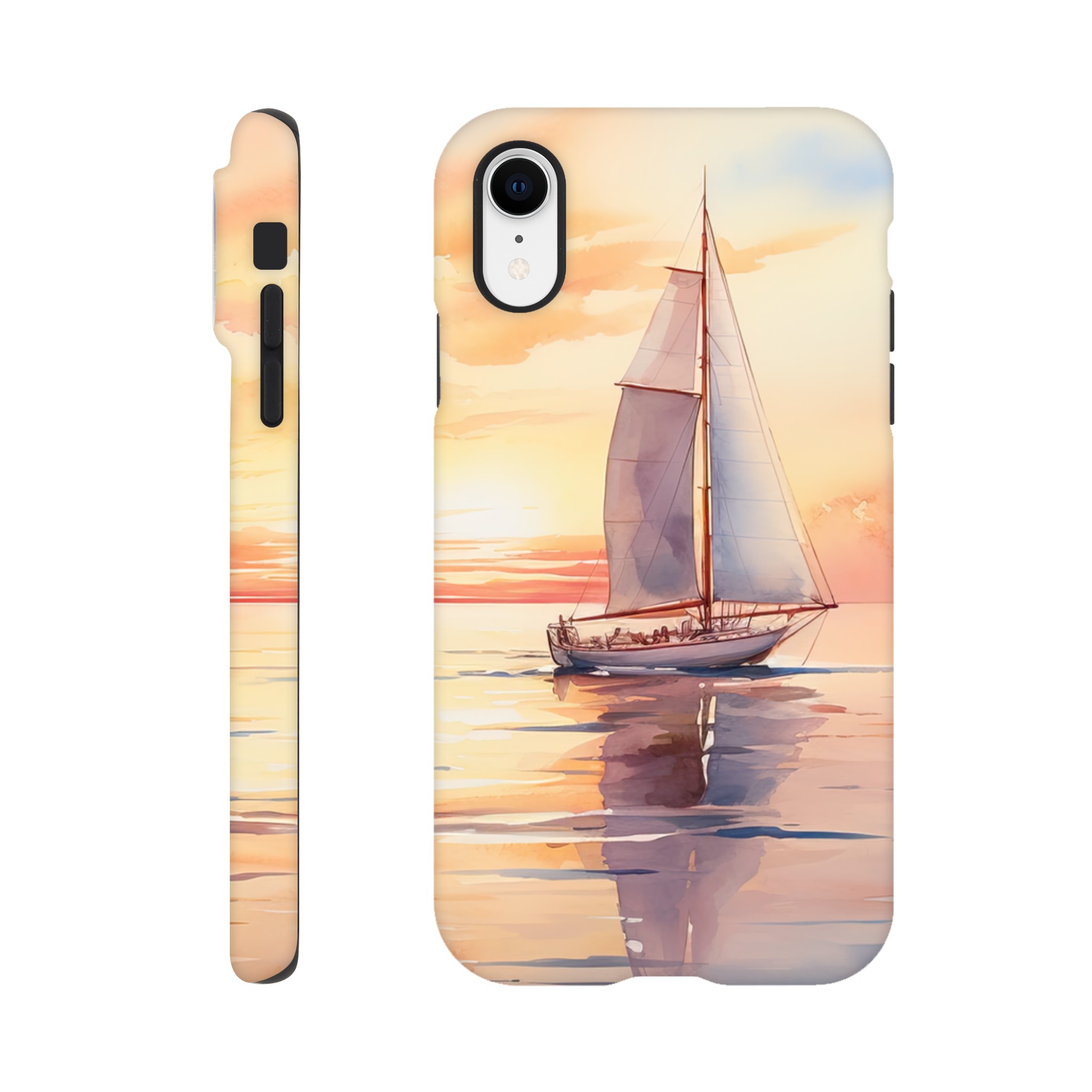 Beautiful Watercolor Sunset Sailboat Phone Case – Tough case, Apple – iPhone XR