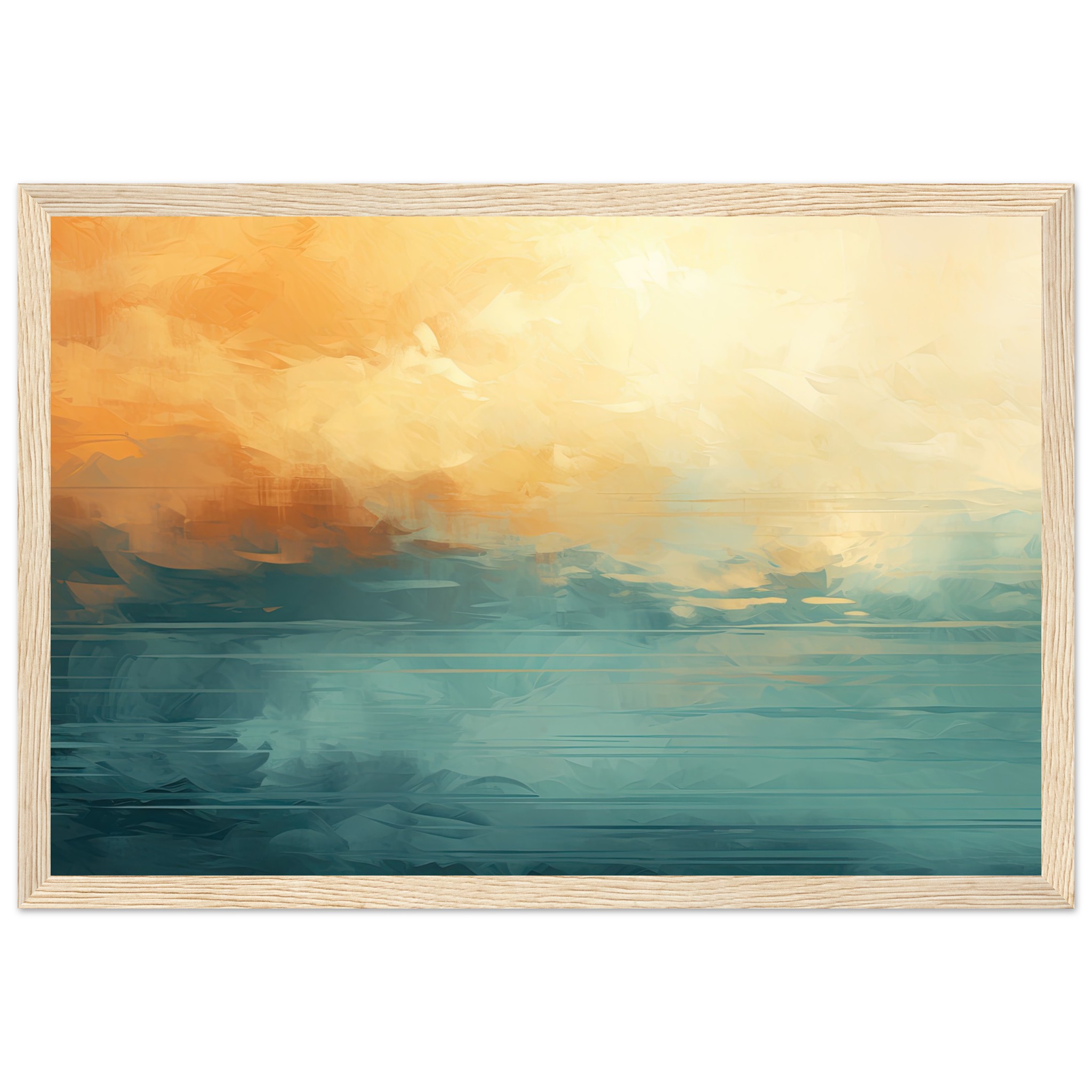 Abstract Lake Yellow Teal Framed Print