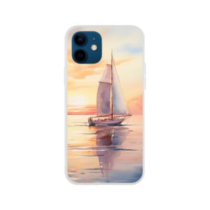 Beautiful Watercolor Sunset Sailboat Phone Case - Flexi case, Apple - iPhone 12