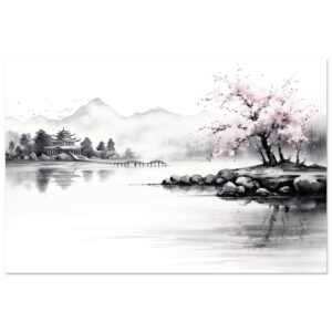 Tranquil Japanese Lake Metal Print - 60x90 cm / 24x36″