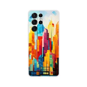 Colorful Abstract Cityscape Painted - Phone Case - Flexi case, Samsung - Galaxy S21 Ultra