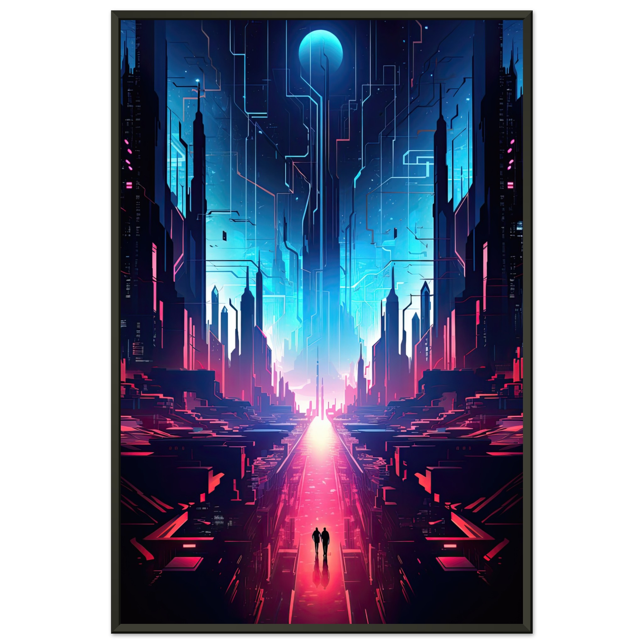 Digital Paradise Abstract Futuristic Framed Print