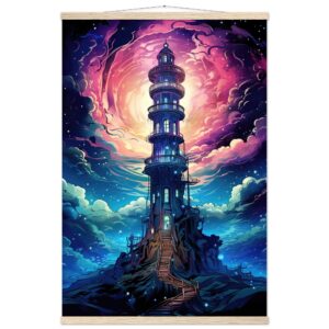 Celestial Observatory Hanging Print - 60x90 cm / 24x36″, Natural wood wall hanger