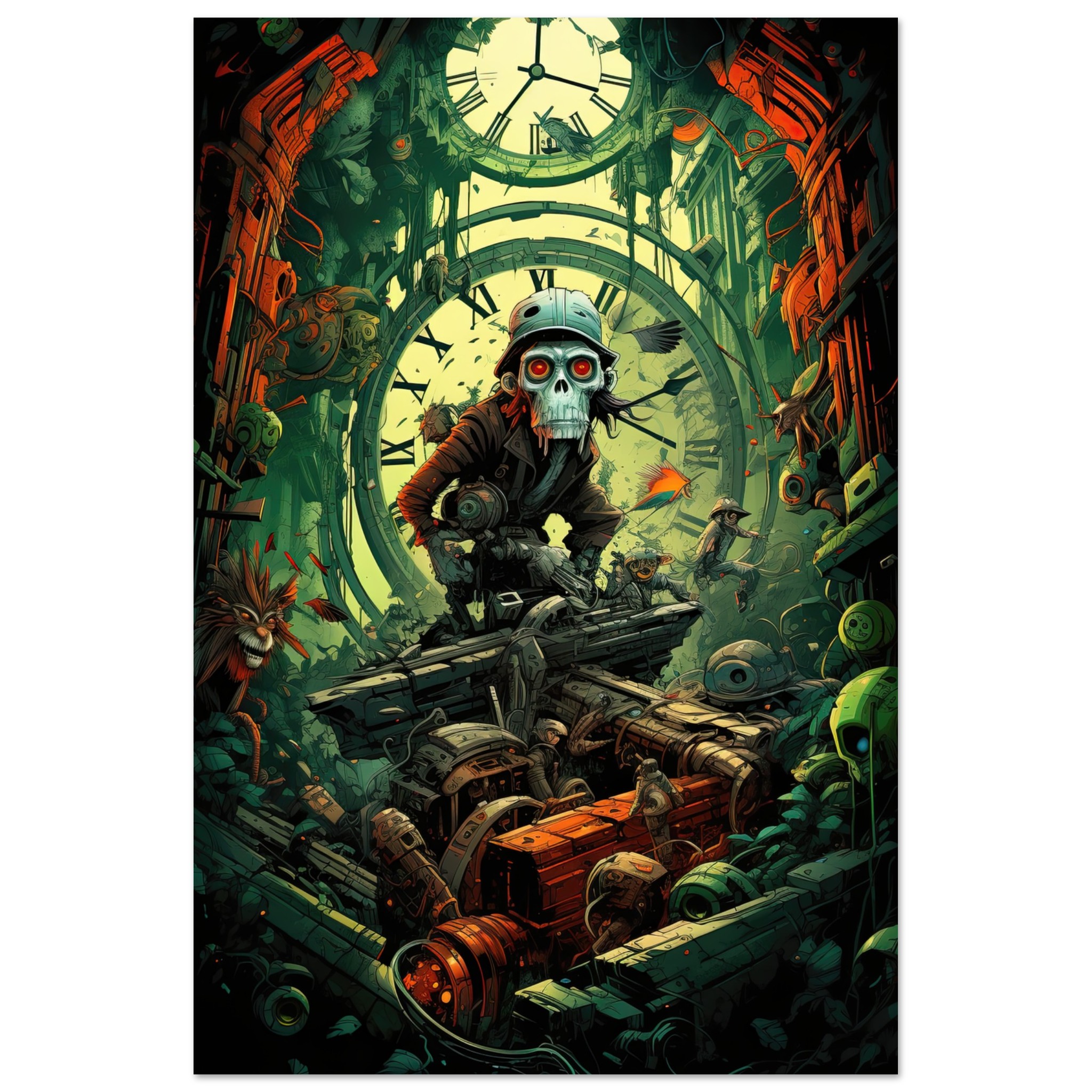 Urban Clockwork Jungle Metal Print – 30×45 cm / 12×18″