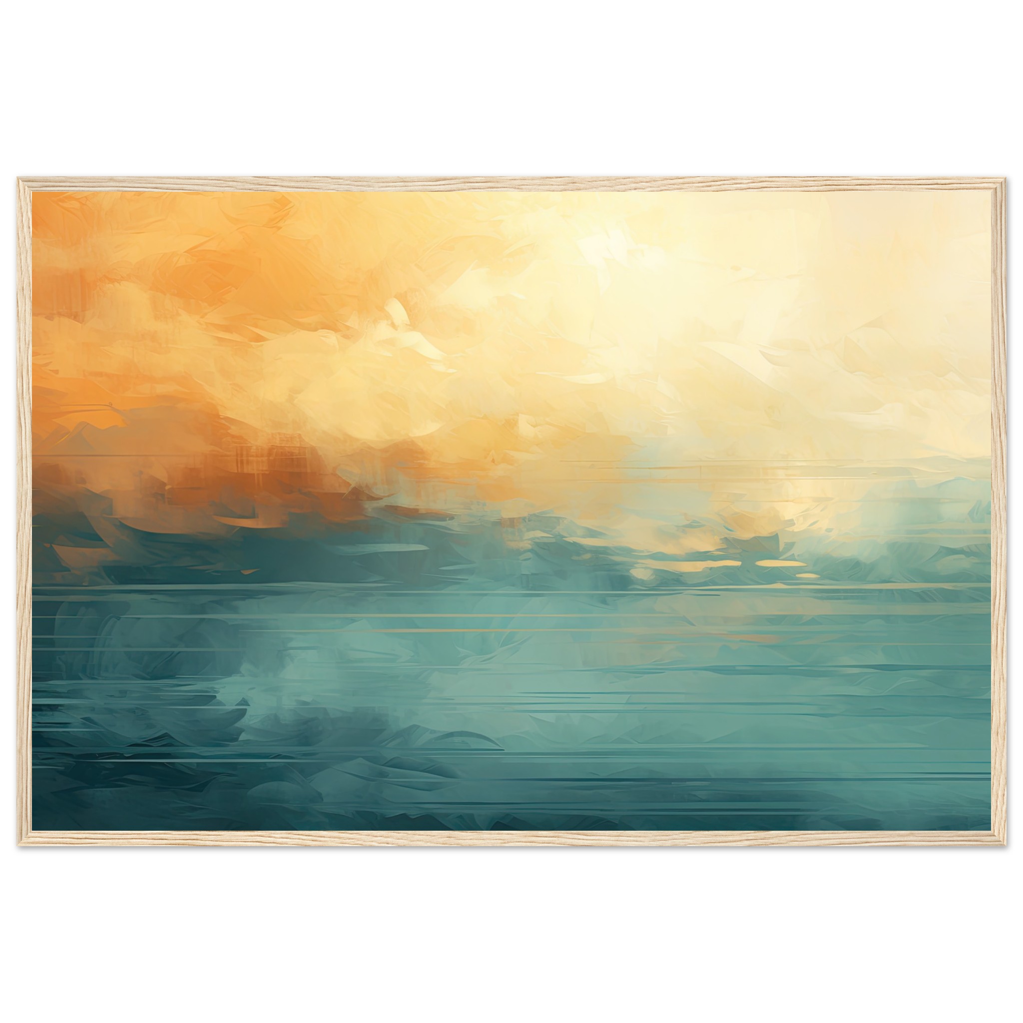 Abstract Lake Yellow Teal Framed Print
