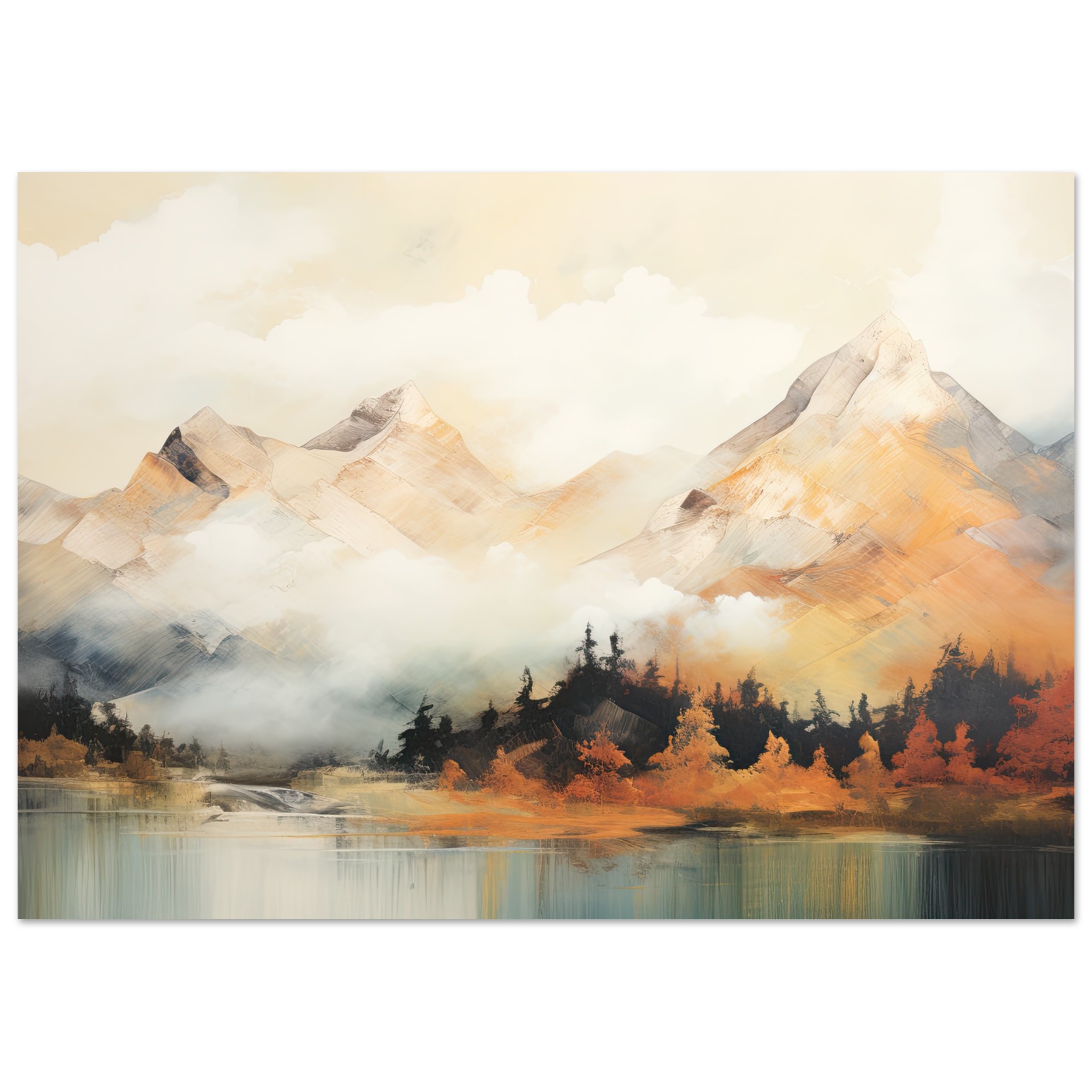 Misty Mountains Abstract Poster