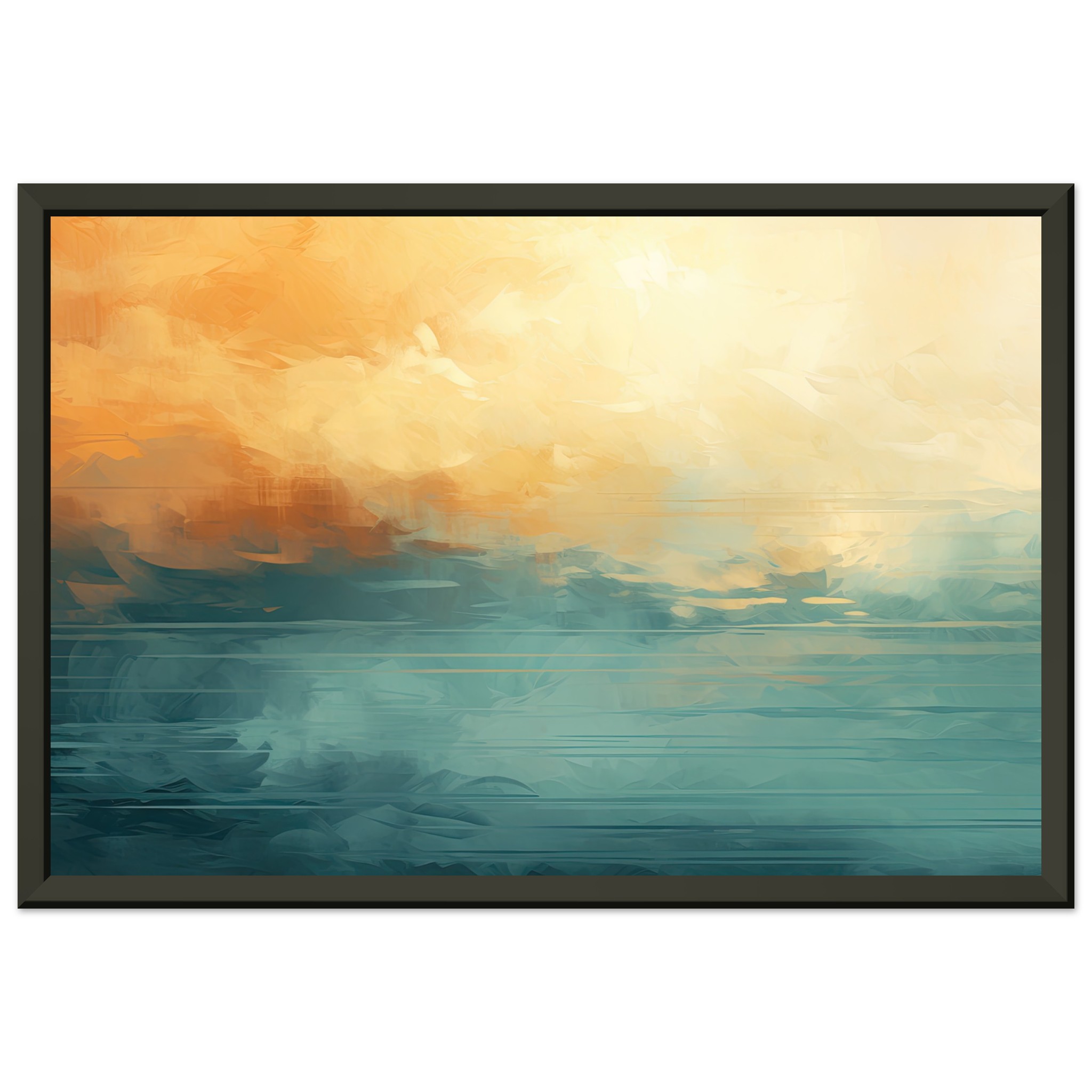 Abstract Lake Yellow Teal Framed Print