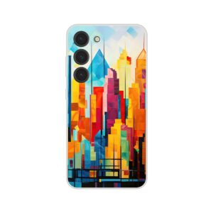 Colorful Abstract Cityscape Painted - Phone Case - Flexi case, Samsung - Galaxy S23