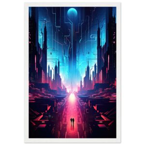 Digital Paradise Abstract Futuristic Framed Print