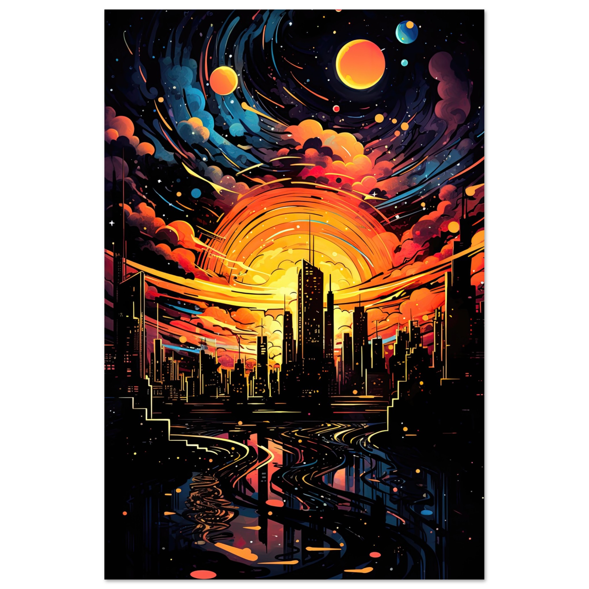 Solar City Symphony Metal Print – 20×30 cm / 8×12″