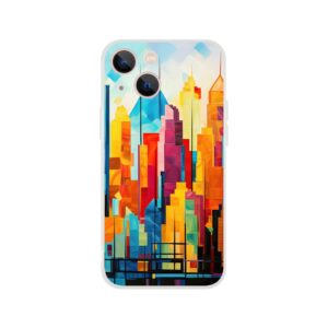 Colorful Abstract Cityscape Painted - Phone Case - Flexi case, Apple - iPhone 13 Mini