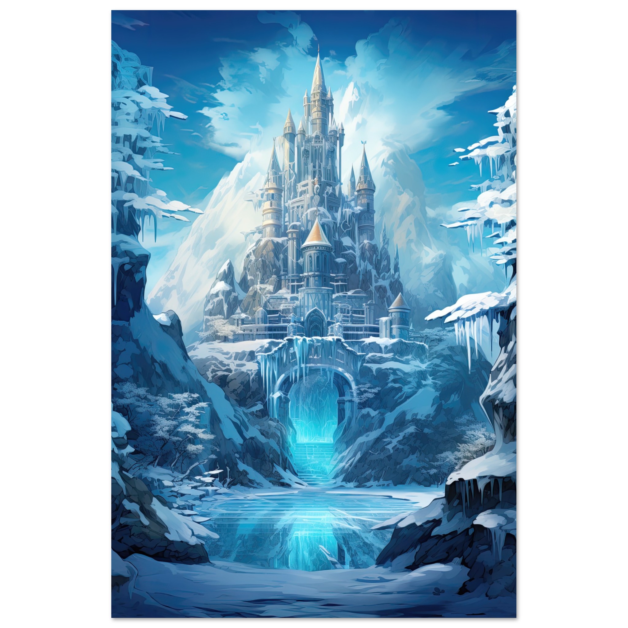 Frozen Icebound Castle Metal Print – 60×90 cm / 24×36″