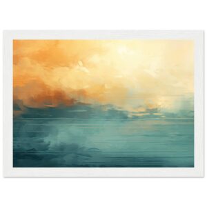 Abstract Lake Yellow Teal Framed Print