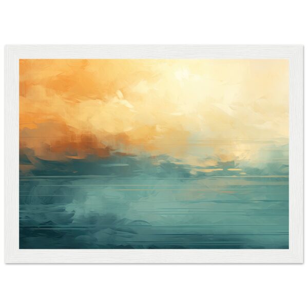 Abstract Lake Yellow Teal Framed Print