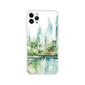 Rainy City Day Watercolor Phone Case - Flexi case, Apple - iPhone 11 Pro Max
