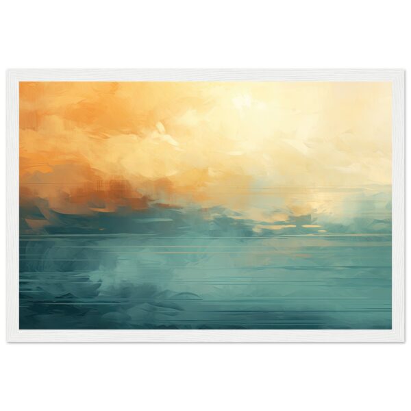 Abstract Lake Yellow Teal Framed Print