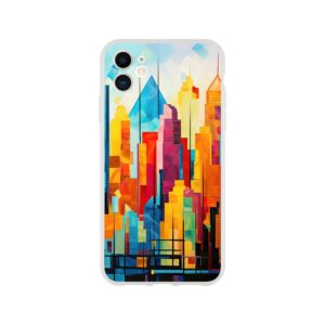 Colorful Abstract Cityscape Painted - Phone Case - Flexi case, Apple - iPhone 11